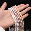 Perline 6-7mm vera perla d'acqua dolce naturale arancio bianco sciolto Perles per collana braccialetto fai da te accessori creazione di gioielli 15 "filo