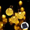 Strängar 20 LED 5M BALL SOLAR PROWED String Lights Fairy Light for Wedding Christmas Party Festival Outdoor Indoor Decoration