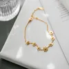 Fußkettchen MEYRROYU Edelstahl Gold Farbe Blumen Für Frauen Trendy Charms Fee 2022 Mode Fuß Schmuck