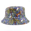 Beretten tropisch fruit en groente print visser hoed vrouwen vier seizoenen buiten sport zonnescherm hoeden casual dubbelzijdige bob cap
