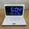 Akıllı Çok İşlev Kablosuz Şarj Cihazları Cep Telefonu Hızlı Şarj Tutucu Çalar Saat Tarihi Sıcaklık LCD Ekran