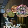 Pendant Lamps Modern Creative LED Hanging Light Personality Design 3D Colorful Plated Glass El Lamp Mirror Ball E27