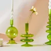 Ljush￥llare lazzy hus dekoration br￶llop nordiskt gr￶nt glas ljusstake heminredning vaser julklapp ljus