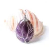 Collane con ciondolo Collana con albero della vita in pietra naturale Avvolgimento avvolto a forma di goccia di cristallo opale Chakra per le donne Regalo di Natale