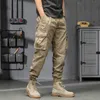 Godlikeu Cargo Pants Mens Multi Pockets Trending Loose Khaki Retro Spring and Summer Cotton Casual Trousers