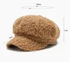 Berets Women's Lamb Wool Baseball Cap Autumn and Winter Fashion All-Match Painter Octagonal BBC96