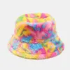 Beanie/Skull Caps Nieuwe Winter Cartoon Yellow Duck Emmer hoeden Fluffy Fur Men Women Panama Hat Print Warm Fisherman Cap T221020