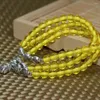 Strand Original Design Fashion Buddha Pendant Yellow Resin Synthetic Beeswax 6mm Round Beads Long Multilayer Bracelet Jewelry B2261