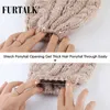 비니/두개골 모자 Furtalk Winter Ponytail Beanie Hat for Women Knitted Messy Bun Ponytail 모자 야외 주자 스포츠 모자 T221020