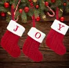 18X14cm Calzini di Natale squisiti Decorazione di scena festiva Borsa regalo di calzino con lettera di Natale lavorata a maglia SN4230
