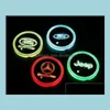 Decorative Lights Car Logo Badge Led Shiny Water Cup Pad Groove Mat Luminous Coasters Atmosphere Light 7 Colour Cool Decoration All Dhedf