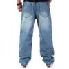 Jeans masculinos Man grande homem solto Hip Hop Lavar azul calça de jeans de salão de jeans casual cowboys mais tamanho 30-46 Pantalon Homme Jean