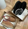 2022 Heet verkoop AUSG Platform Vrouw Winterlaars Designer Enkellaarsjes Tazz Schoenen Kastanje Zwart Warm Bont Slippers Indoor Booties met kaart stofzak leuke cadeaus 002