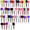 S￶t kreditkortsdragare Pompom Key Rings Acrylic Debit Bank Card Grabber For Long Nail ATM KeyChain Cards Clip Nails Tools 6298