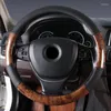 Capas de volante Tampa de madeira Capa de carro de couro PU Luxo de luxo Protetor automático universal 38cm/15 "Anti-deslocamento respirável 2022