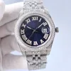 Relógio automático inoxidável diamante masculino 41mm relógio de pulso mecânico de luxo automático montre de pulseira de aço moda numeral árabe dial l