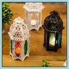 Candle Holders European Moroccan Glass Candlestick Metal Wind Lamp Creative Aromatherapy Candle Cup Iron Decoration Ornaments Holder Dhyaz