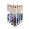 Verpakkingsflessen 10 ml Natuurlijke semi -blijkbare stenen Flessen Ssential Oil Gemstone Roller Bal Clear Glass Genezing Crystal Chips Boutiqu Dh8of