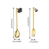 Dinnerware Sets 6Pcs Halloween Small Appetizer Forks Long Handle Stirring Spoons Dishwasher Safe Stainless Steel Dessert Coffee Flatware