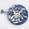 Watch Repair Kits Cal.8N24 Standard Automatic Skeleton Movement Customized Blue Version Miyota 8N24 Mechanism 21 Jewels 21600 Per Hour Power