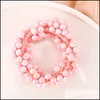 H￥rgummiband Kvinna Pearl Hair Ties Fashion Korean Style Hairband Scrunchies Girls Ponytail Holders Rubber Band Accessories Drop Dh6wp