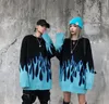 Men's Sweaters Knitted Blue Flame Sweater Gentle Japanese Thick Autumn And Winter 2022 Print Male Female Hip Hop Loose Couple Outfit