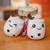 Kawaii Bubble Tea Kicchain Soft Plush Toy Key Chain recheado Doll Boba Doll Backpack Decoração Presentes de aniversário para meninas