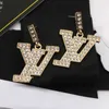 2Colors 18k Gold plaqué Boucles d'oreilles Ear Stud Brand Designers Geometry Letters Oreille Femmes classiques Crystal Wedding Party Jewerlry