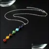 Hanger kettingen sier eenvoudige stijl 7 chakra mticolor natuursteen kralen hanger ketting lange ketting voor vrouwen charme collier kraag dhhnt