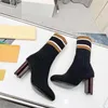 Neue Frauen-High Heel-Modestiefel sexy elastische Stiefel Wolle Tube dünne Bein Magie Gerät Größe 35-42 mit Box 9,5 cm Absatzhöhe