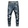 Herren Jeans Herren Slim Fit Retro Blau Stretch Mode Taschen Desinger Men Fashions Casaul Man Marke