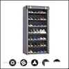 Suportes de armazenamento racks mtilayer shoe rack destac￡vel ￠ prova de poeira, arm￡rio de tecido n￣o tecido em casa, salto stand stand shoes dhdvx
