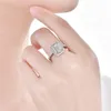 Кольцевые кольца -пасьянс Дизайн 925 Серебряный серебряный серебряный роскошь создал большую свадьбу для пары квадратных бриллиантовых украшений 221024