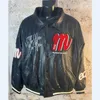 Herrenjacken Vintage großer Buchstaben Logo Motorradjacke Herbst Winter Männer Frauen Modeber Leder Stickerei PU Baseballmäntel