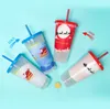 Creative Drinkware Cold Color Changing Plastic Cups Halloween Decoration Juice Cup med lock och halm julklappar SN4998