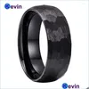 Anéis de casamento Ringos de casamento Banda de tungstênio de martelo preto para homens Mulheres MTI Facetadas Termilizado escovado 6mm 8mm conforto fitwedd dhr6a