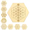 Tischsets 1 STÜCK Orgonit Chakra Blume des Lebens Lotus Yoga Sechseckiges Naturholz Lasergeschnitzt für Kristallstein Tischset Tassenmatte Kunsthandwerk