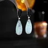 Dangle Earrings Big Teardrop Stone Blue Cubic Zirconia Handpaved Earring Luxury SENYU Brand Women Wedding Bridal