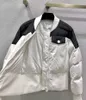 2024 Women High Street Jacket Patchwork Contrast Color Short Long Sleeve Keep Warm Casual Zipper Down Coat Paris