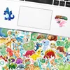 Lot de 50 autocollants de dinosaure de dessin animé sans doublon autocollant en vinyle imperméable pour bagages, planche à roulettes, cahier, bouteille d'eau, autocollants de voiture, jouets pour enfants