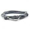 Связь браслетов модные многослойные веревки веревки Paracord Bracelet Anchor Men For Women Gift Fish Hook