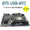 Motherboards B75 ETH Mining Motherboard 12XPCIE To USB With G550 CPU 2XDDR3 4GB 1333Mhz RAM Memory BTC Miner