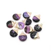 Pendant Necklaces Natural Amethyst Healing Crystal Round Charms For Jewelry Making DIY Necklace Accessories Bulk Wholesale 18x23MM