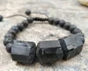 Link Armbanden Natuurlijke Zwarte Toermalijn Steen Lava Kralen Verstelbare Armband M0101