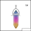 Pendentif Colliers Pendentifs Bijoux Verre Naturel Mticolored Colonne Hexagonale Guérison Cristal Chakra Pierre Collier Otjl4