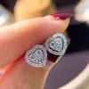 Studörhängen 2022 Designer Luxury Zircon Pink Heart Funny Earings For Women Wedding Girl Lady Gift Drop Jewelry Z34