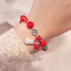 Link Bracelets Natural Jade&Chalcedony Beaded Bracelet For Women Green Gourd Ethnic Lucky Couple On Hand Female Fine Jewelry