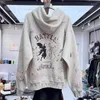 Men's Hoodies Doodle Angel Devil Vintage Washing Water Make Old Hoodie