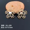 Pendant Necklaces 10PCs 30PCs Alloy Hollow Out Button Patch Flower Stickers Gold Color Plated Metal Floral Buttons Fit Girls Jewelry