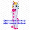 UNICORN MASCOT Costume com chifre dourado Voando cavalo arco -íris adulto desenho animado de caráter de caráter